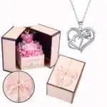 Coffret rose éternelle collier triple coeurs 2