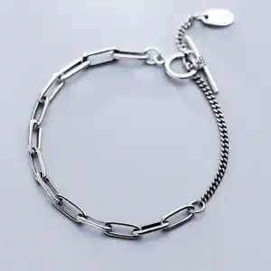 Bracelet maille trombone double chaîne 1