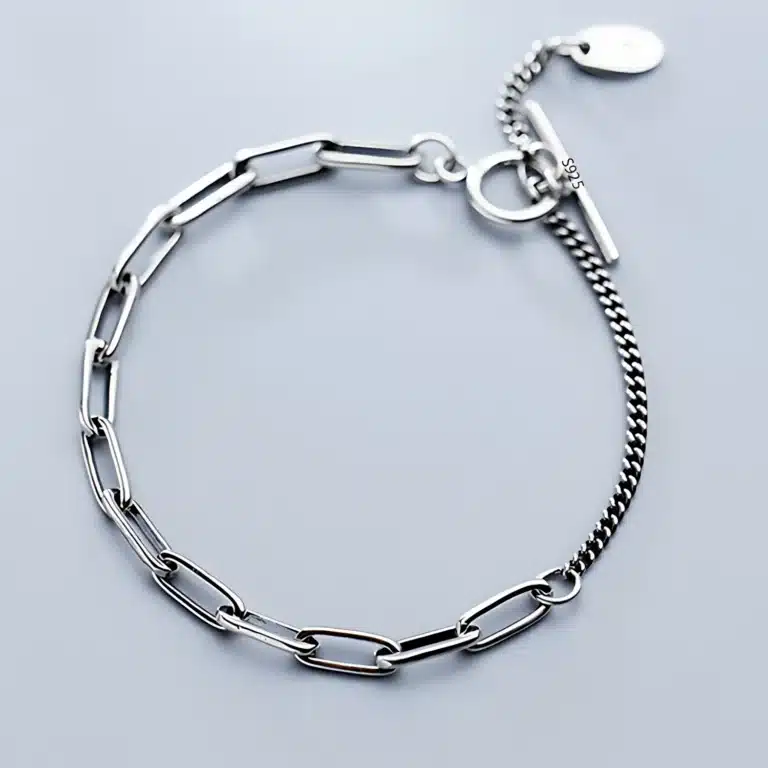 Bracelet maille trombone double chaîne 1