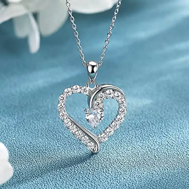 Collier femme coeur brillant luxe 1