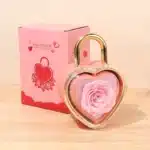 Rose éternelle coeur cadenas avec collier gravé femme 5