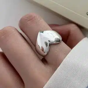 Bague femme gros coeur argent 1