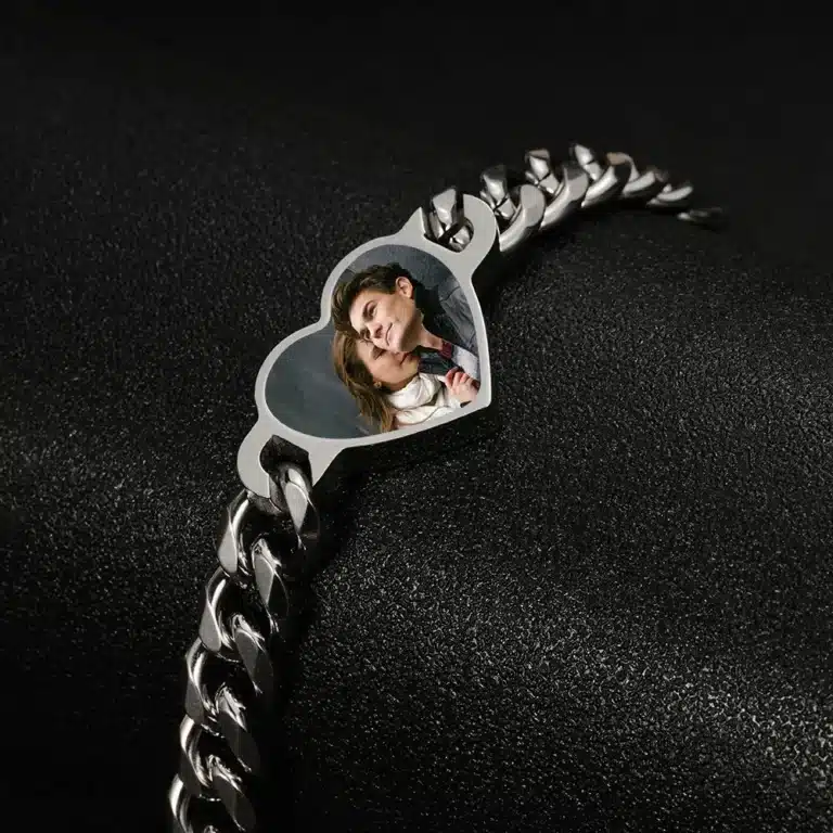 Bracelet couple personnalisable coeur souvenir 1