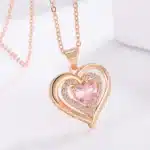 Collier femme coeur ajouré brillant strass 3