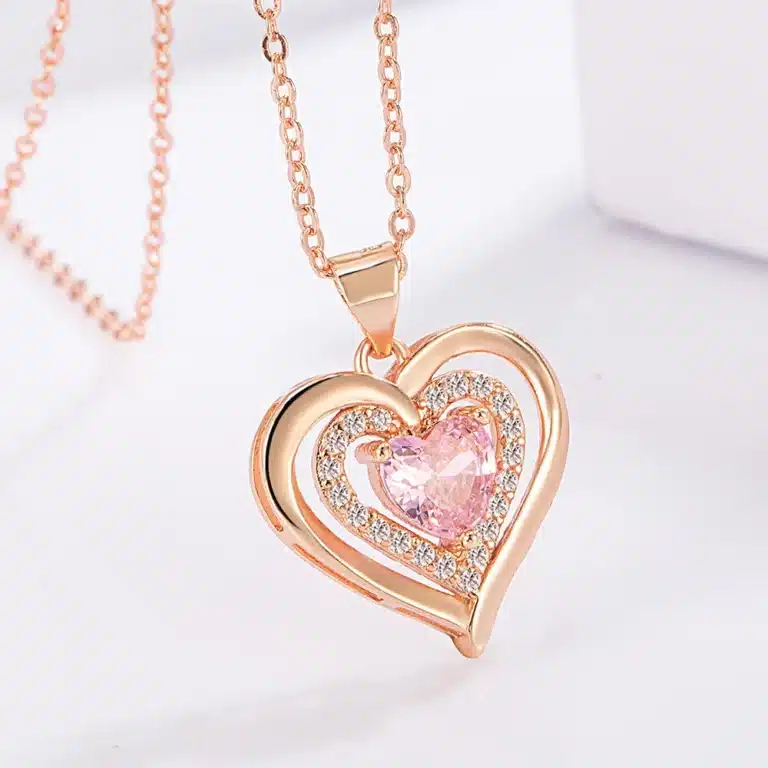 Collier femme coeur ajouré brillant strass 3