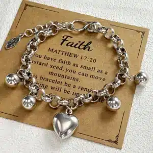 Bracelet femme breloques coeur et boules 1