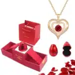 Boite bijoux rose éternelle collier coeur ajouré brillant 5