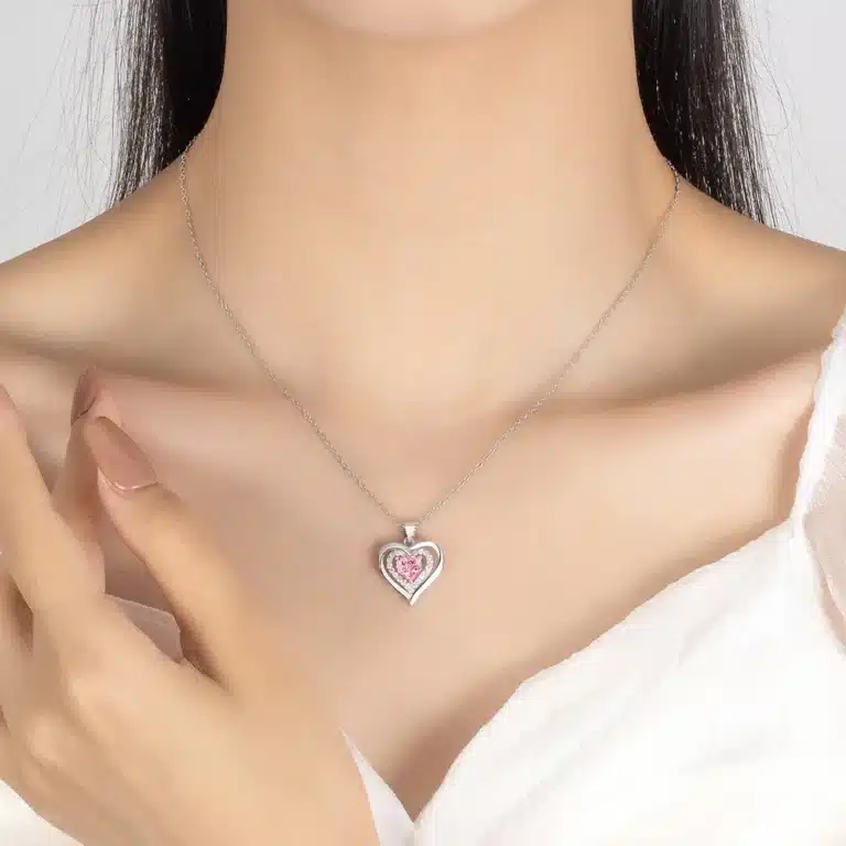 Collier femme coeur ajouré brillant strass 4