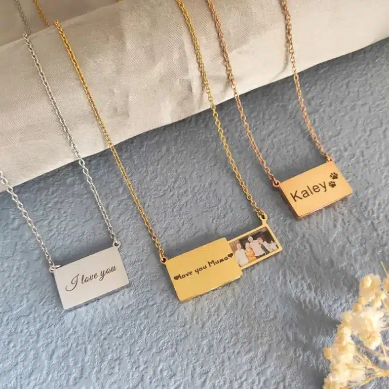 Collier femme personnalisé photo coulissant 3