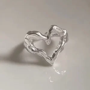 Bague femme coeur argent ajouré 1