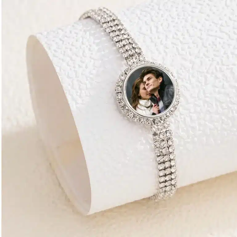 Bracelet femme personnalisé photo strass 5