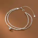 Bracelet femme perles double chaine 1