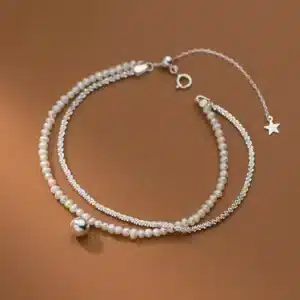 Bracelet femme perles double chaine 1