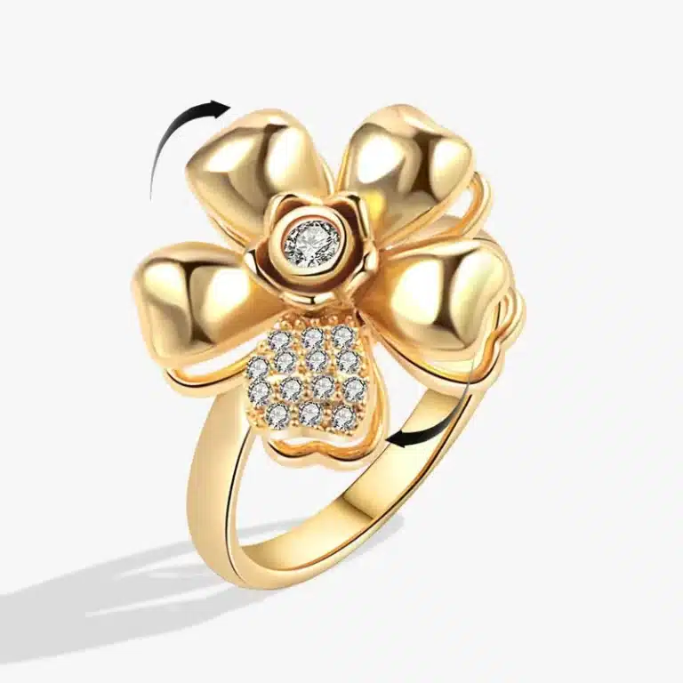 Bague femme anti stress marguerite dorée 2