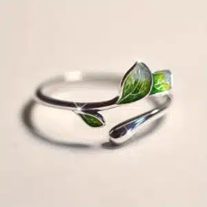 Bague de promesse feuilles vertes 1