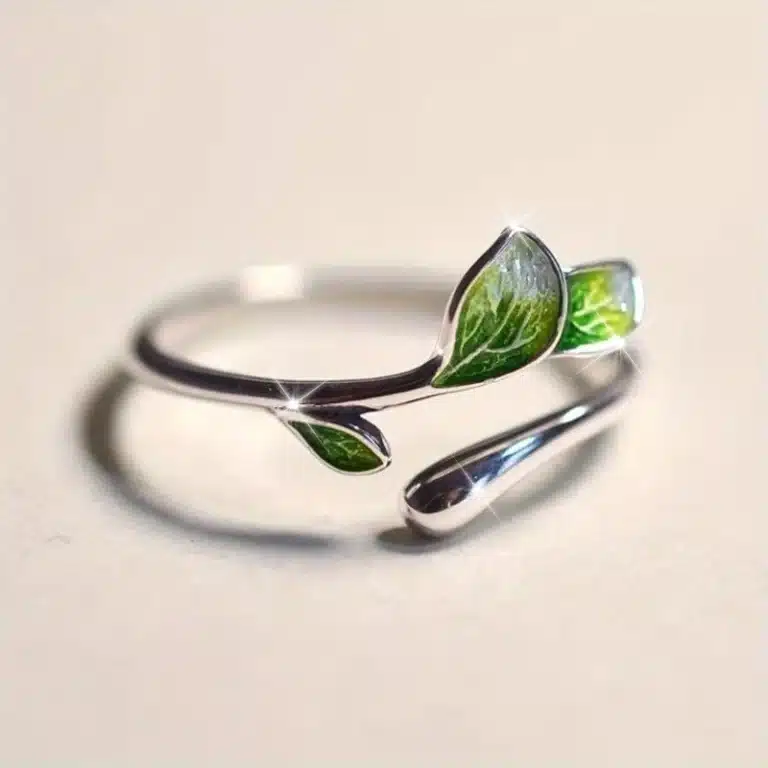 Bague de promesse feuilles vertes 1