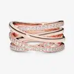 bague femme rose gold multi rangs brillants 1