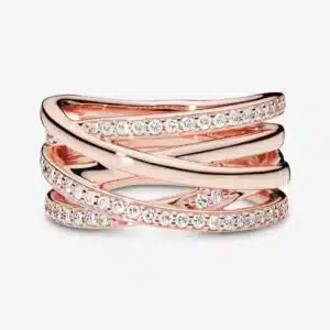 bague femme rose gold multi rangs brillants 1