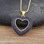Collier femme coeur pavé ouvert coloré 1
