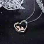 Collier femme coeur chat mignon 2