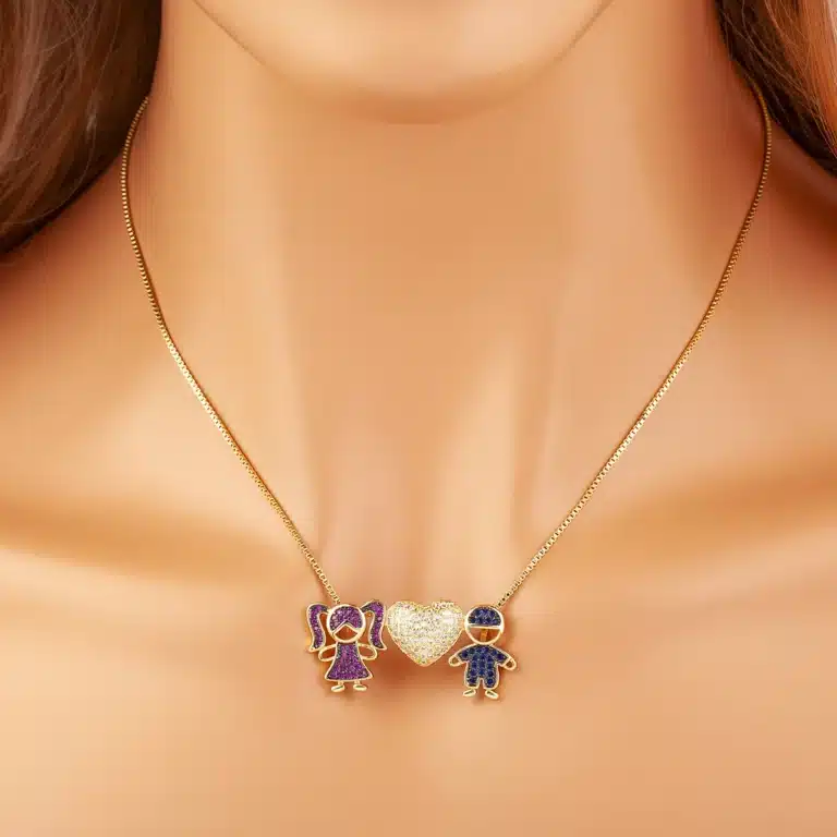 Collier couple fille garçon coeur 2