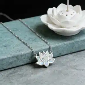 Collier femme lotus opale argent 3