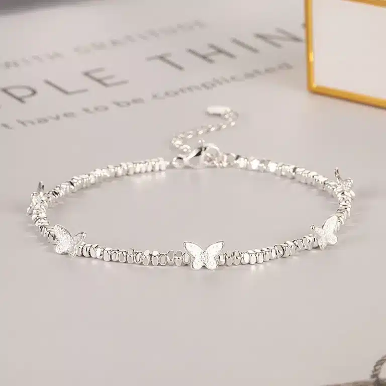Bracelet fin argent petits papillons 1