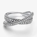 Bague femme croisée pavée brillante 1
