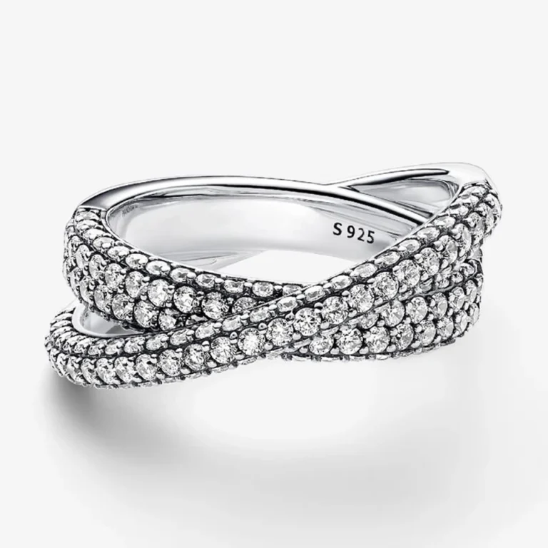 Bague femme croisée pavée brillante 1