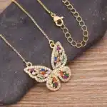 Collier femme papillon acier inoxydable multicolore 2