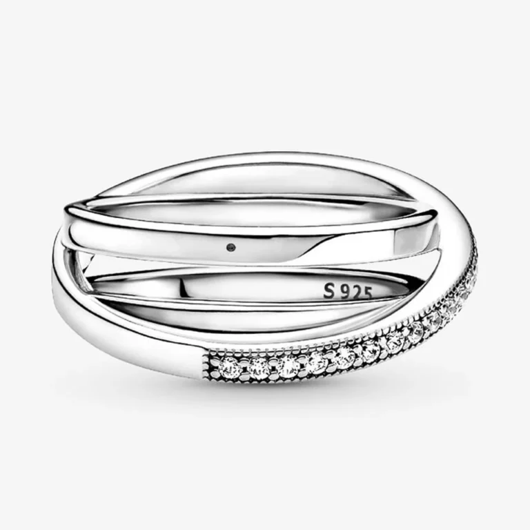 Bague femme triple rang argent brillant 1