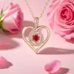 Collier femme cœur rose gold pierre brillante 1