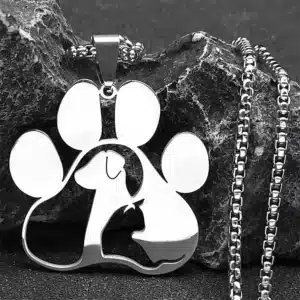 Collier couple patte de chien acier inoxydable 1