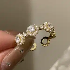 Bague femme couronne de fleurs perles 1