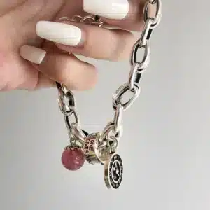 Bracelet pendentifs breloques argent pierre 1
