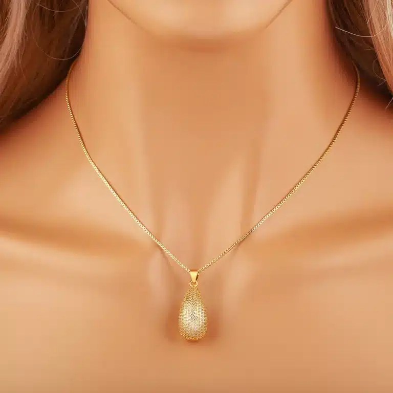 Collier femme goutte strass 3
