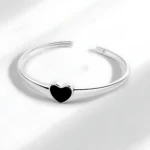 Bracelet femme jonc coeur noir 1