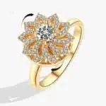 Bague femme anti stress fleur rosace brillante 1