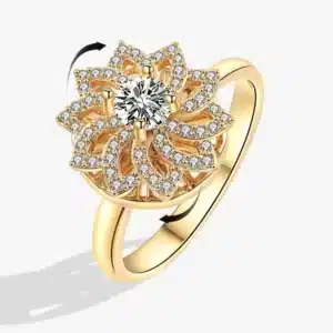 Bague femme anti stress fleur rosace brillante 1
