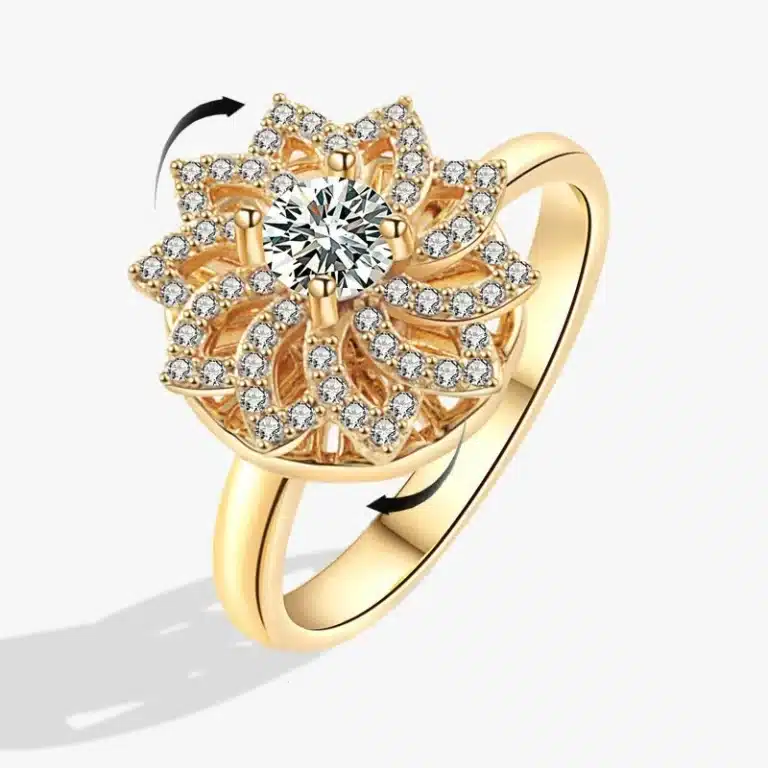Bague femme anti stress fleur rosace brillante 1