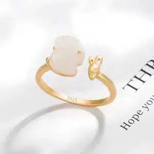 Bague lapin ajustable dorée 1