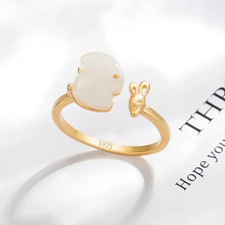 Bague lapin ajustable dorée 1