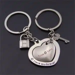 Porte-clés couple cœur cadenas clé 1