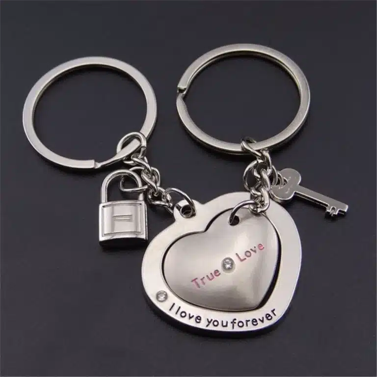 Porte-clés couple cœur cadenas clé 1
