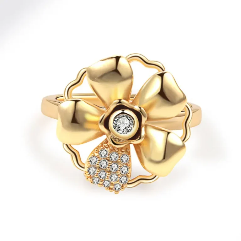 Bague femme anti stress marguerite dorée 1