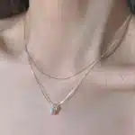 Collier femme double rang perles 1