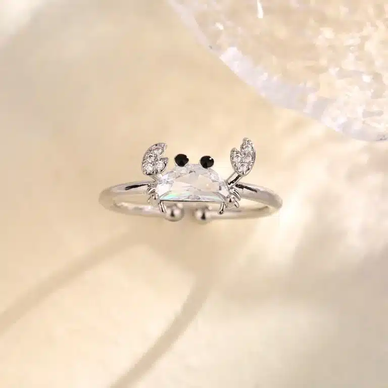 Bague femme crabe argenté 1