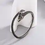 Bracelet femme dragon noir acier 4