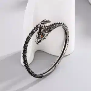 Bracelet femme dragon noir acier 4