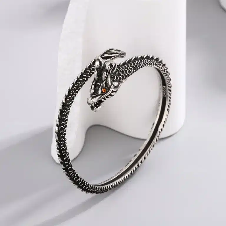Bracelet femme dragon noir acier 4